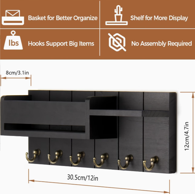 Wall Key Holder & Mail Organizer