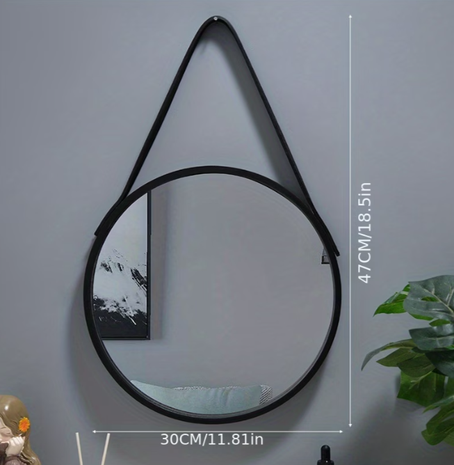 Round Wood Frame Wall Mirror