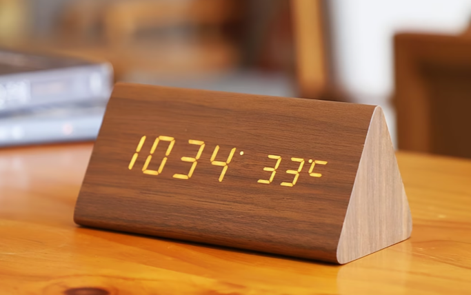 Wood Grain LED Alarm Clock