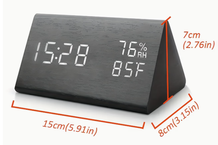 Wood Grain LED Alarm Clock