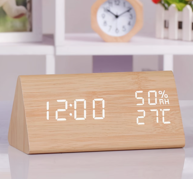 Wood Grain LED Alarm Clock